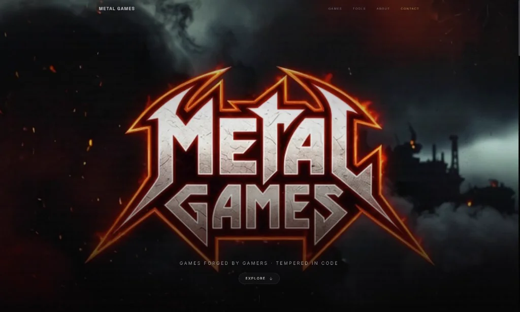 Metal Games Studio brand and web design sample